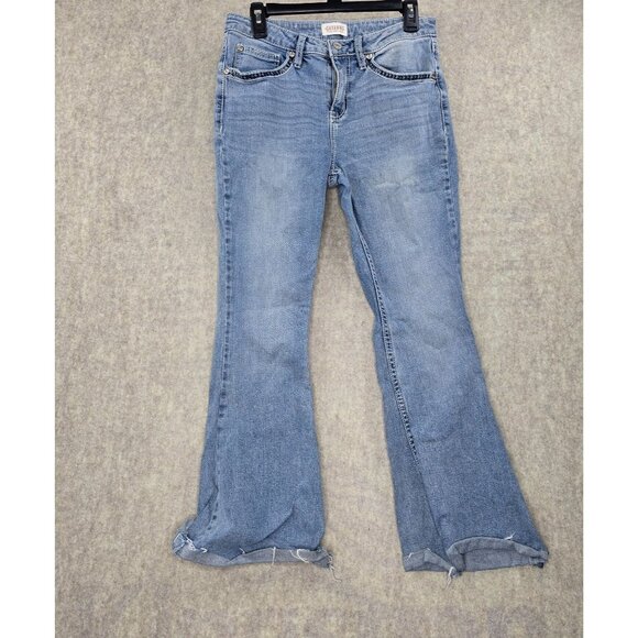 Shyanne Women’s Light Blue Bootcut Jeans Mid-Rise Distressed Hem Size 31 Short - Picture 1 of 10